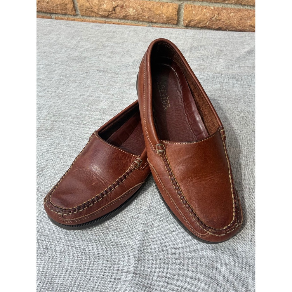 Vintage Dexter Brown Leather Loafers Womens Size 8W Comfort Slip On Shoes